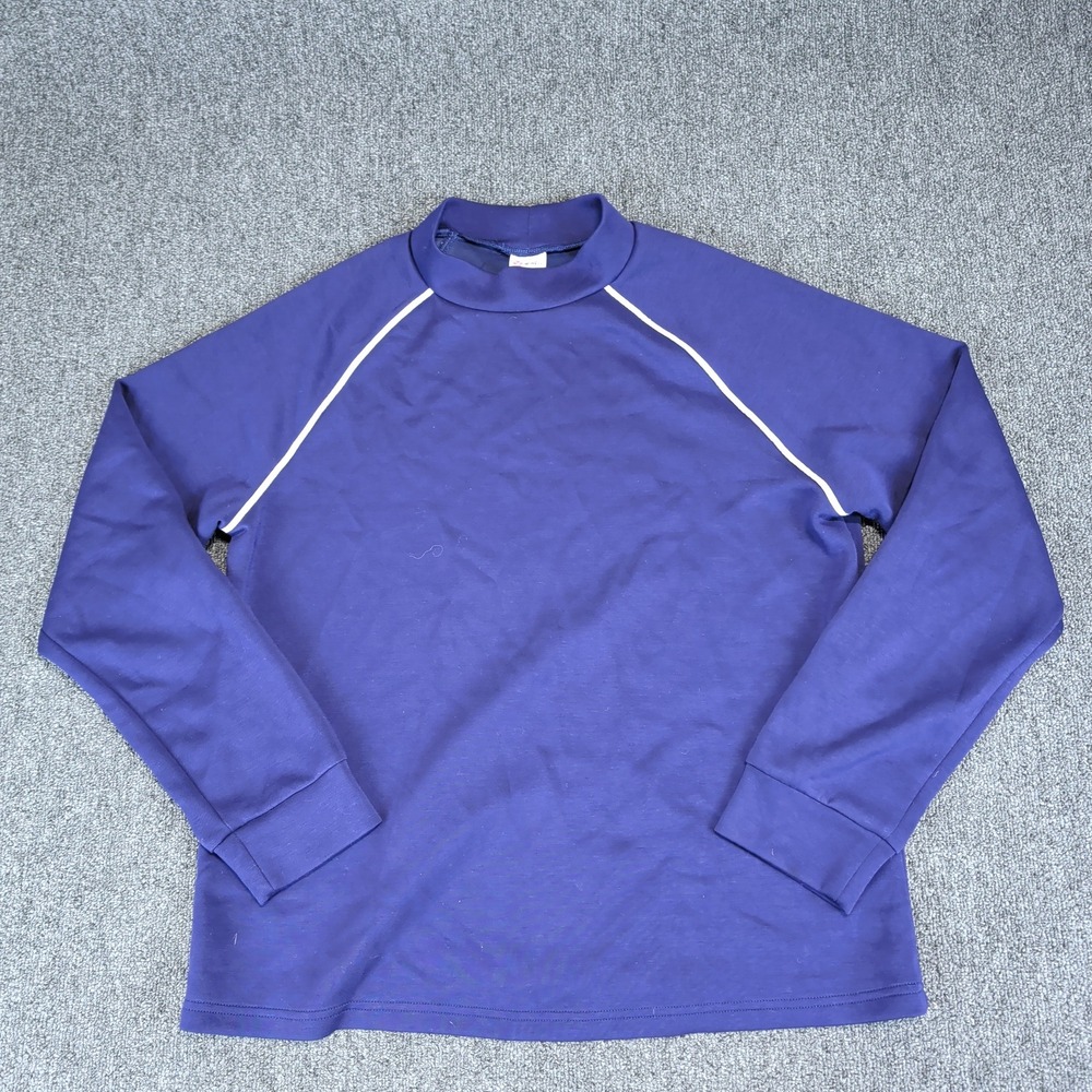 Wiholl Sporty Mock Neck Raglan Sleeve Pullover Women Large Purple Top Piping